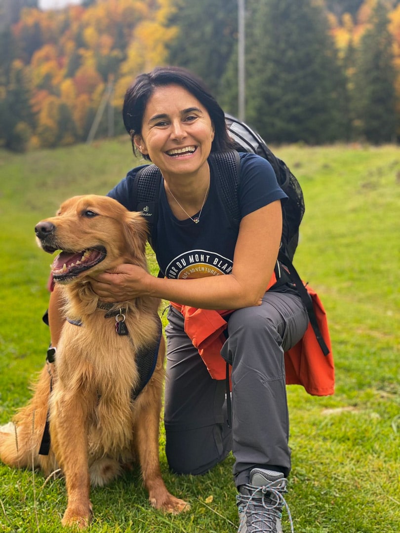 with my dog in nature